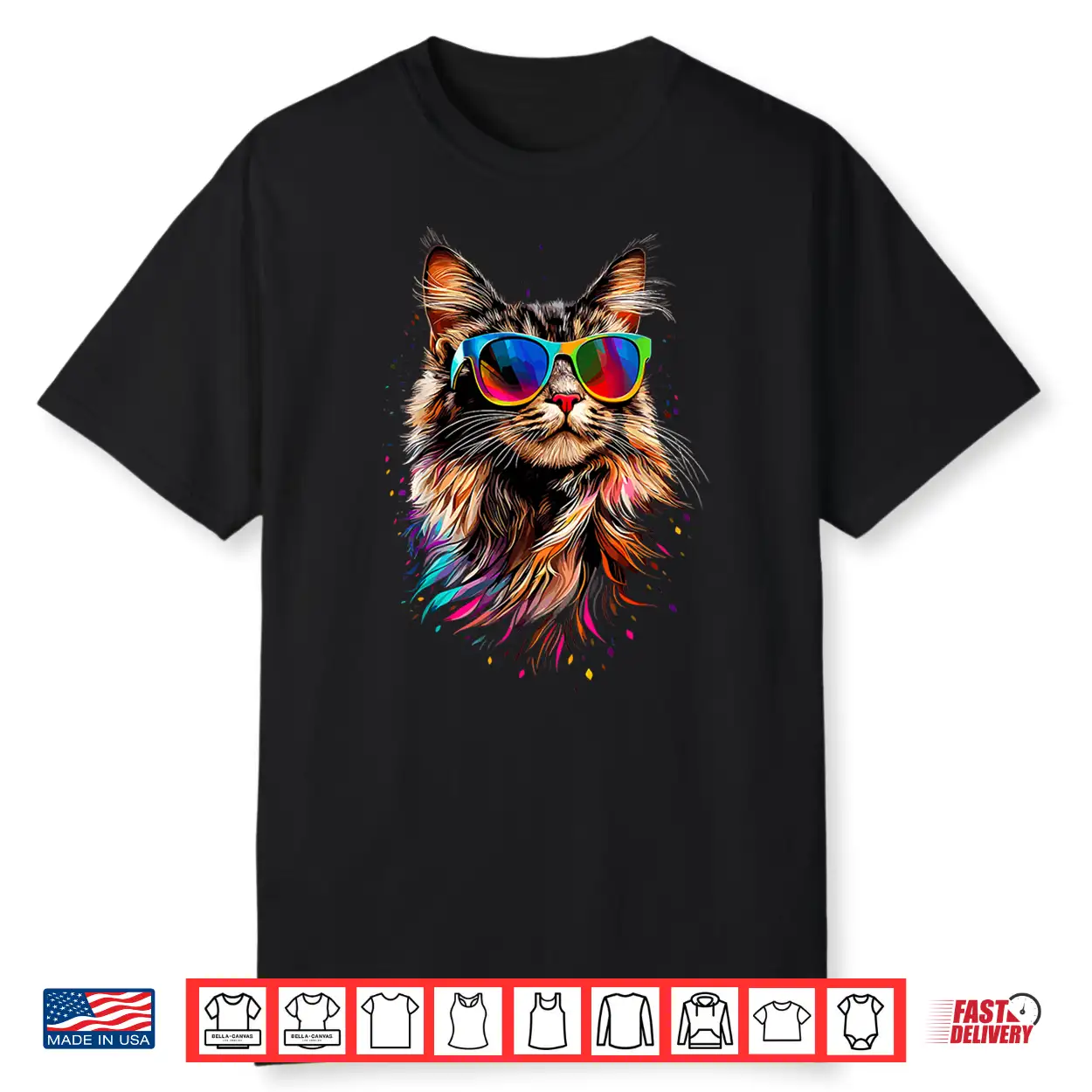 Maine Coon Cat With Sunglasses Cute Maine Coon Cats Lover Men Women Kids Shirt