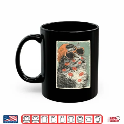 Mug Maine Coon Cat with Hearts Sunglasses Kisses Valentines Day Shirt