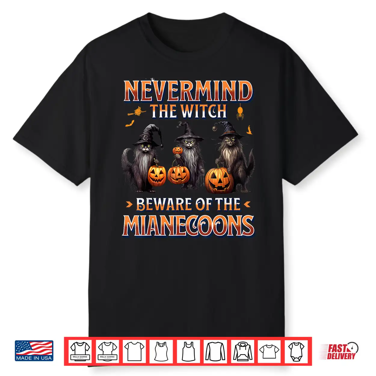 Never Mind The Witch Beware Of Maine Coon Cat Halloween Shirt