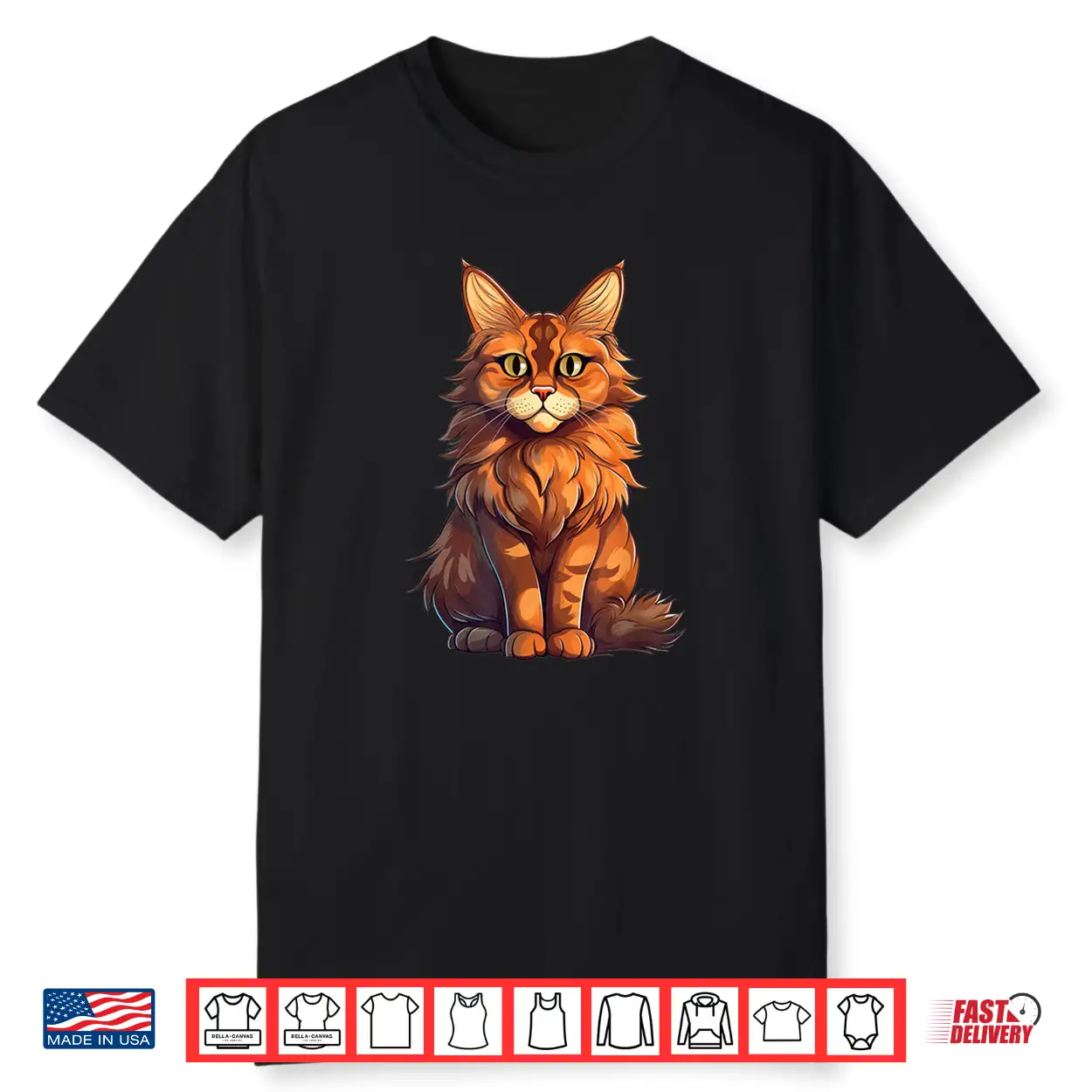 Orange Tabby Cat Maine Coon Cat Lover Graphic Shirt