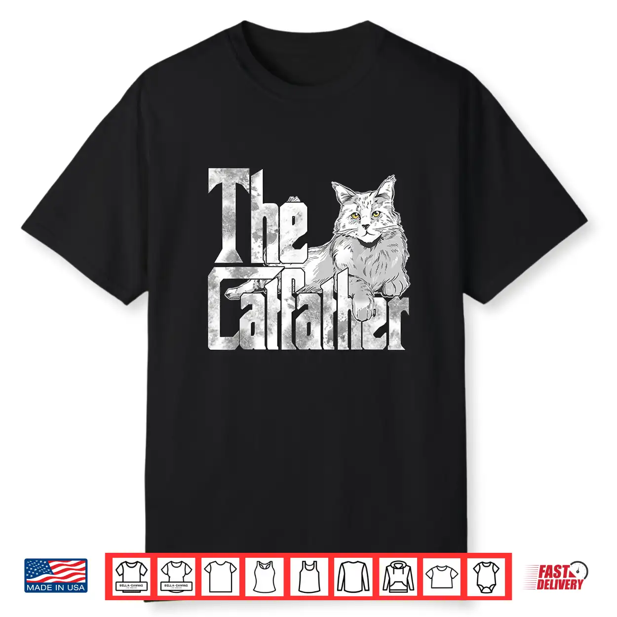 The Catfather Maine Coon Cat Father Mafia Whiskers Daddy Shirt
