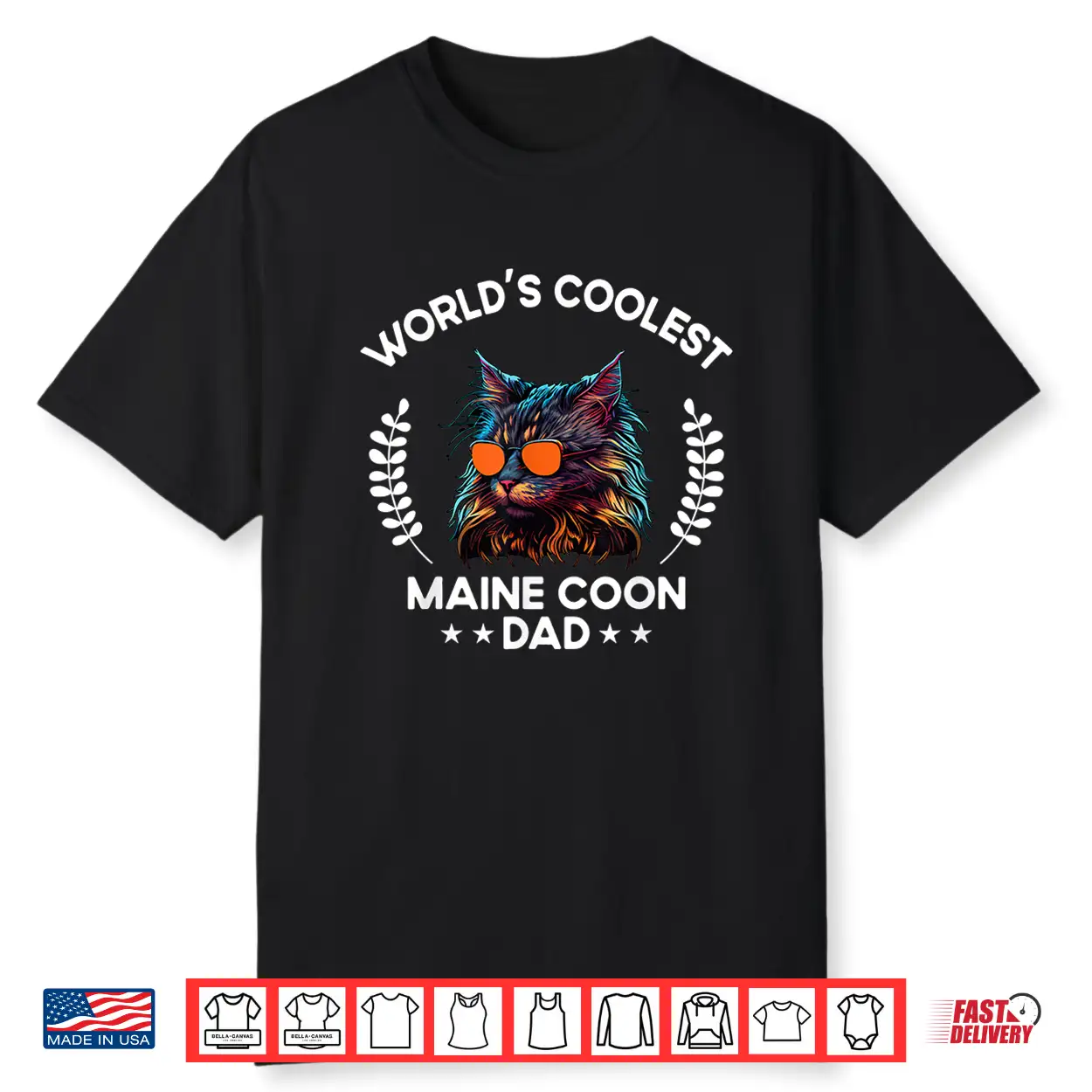 World’S Coolest Dog Dad Papa Men Maine Coon Cat Shirt