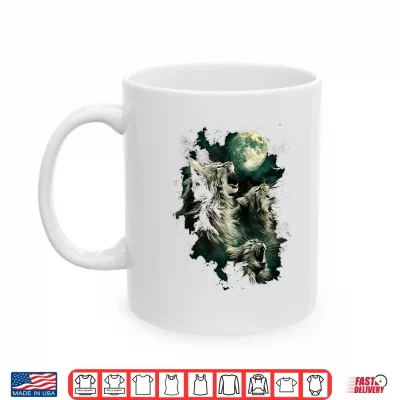Mug Three Maine Coons Howling at the Moon 3 Hungry Cats Meowing Shirt