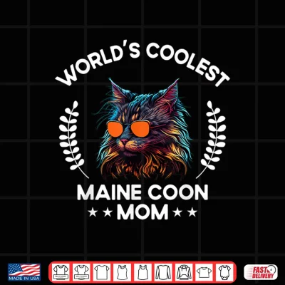 Design Worlds Coolest Cat Mom Mama Women Maine Coon Cat Shirt