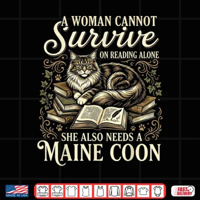 Design Funny Maine Coon Mom Book Lover Reading Cat Bookworm Shirt