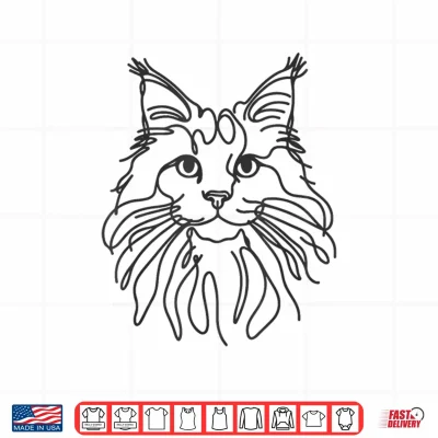 Design Line Art Dad Mom Cat Maine Coon Cat Shirt