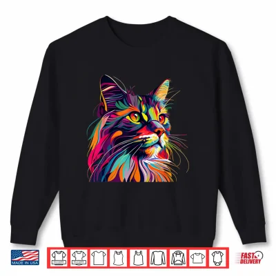 Sweatshirt Maine Coon Cat Lovers Colorful Pop Art Maine Coon Shirt