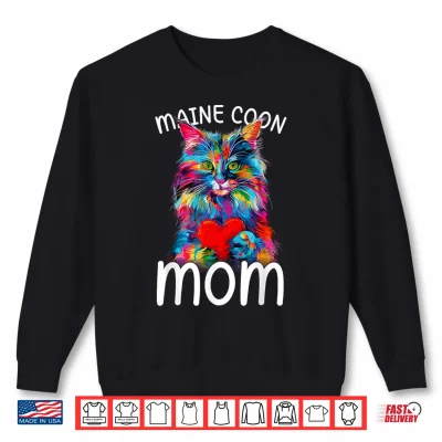 Sweatshirt Maine Coon Cat Lovers Heart Design Womens Maine Coon Cat Mom Shirt