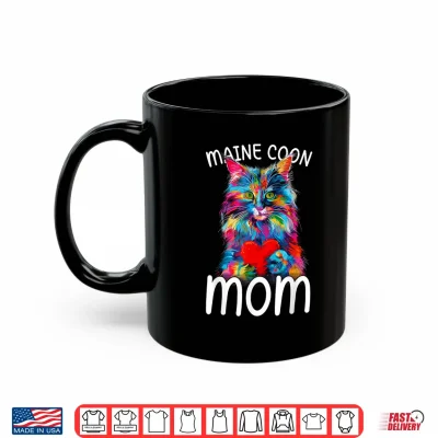 Mug Maine Coon Cat Lovers Heart Design Womens Maine Coon Cat Mom Shirt