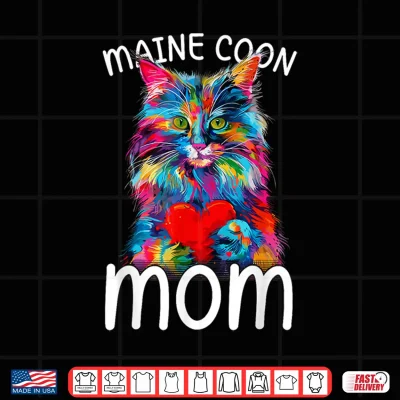 Design Maine Coon Cat Lovers Heart Design Womens Maine Coon Cat Mom Shirt