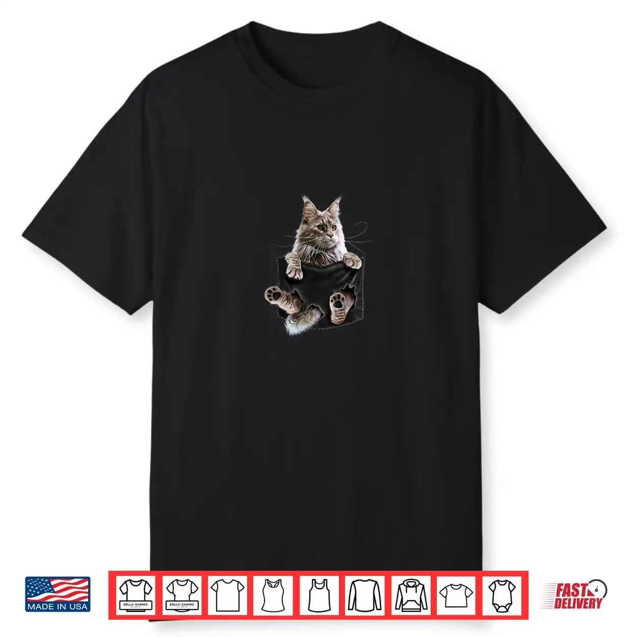 Maine Coon Cat In Pocket Shirt