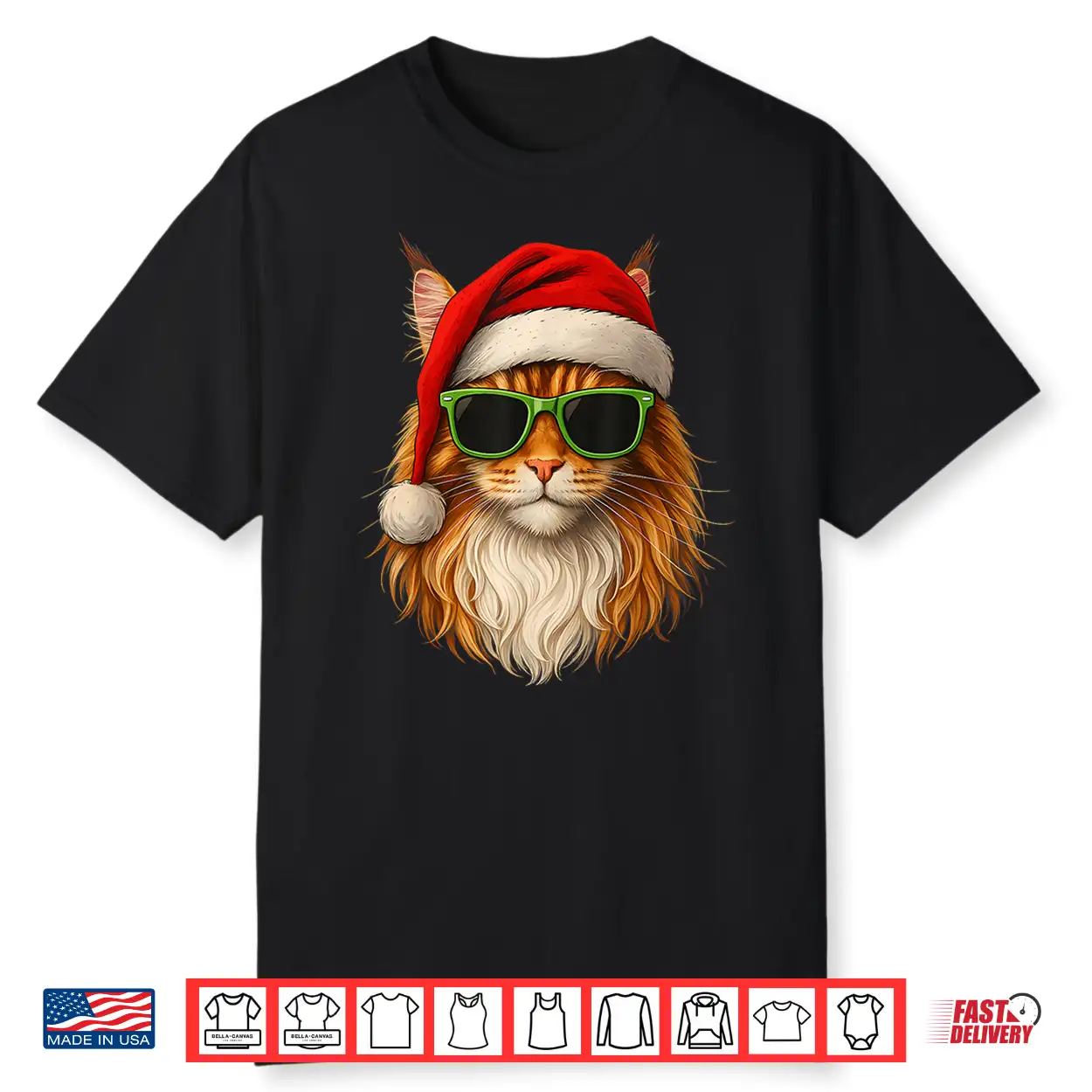 Meowy Catmas Santa Hat Maine Coon Cat Christmas Pajamas Shirt