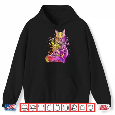 Hoodie Colorful Splash Maine Coon Cat Gift Shirt