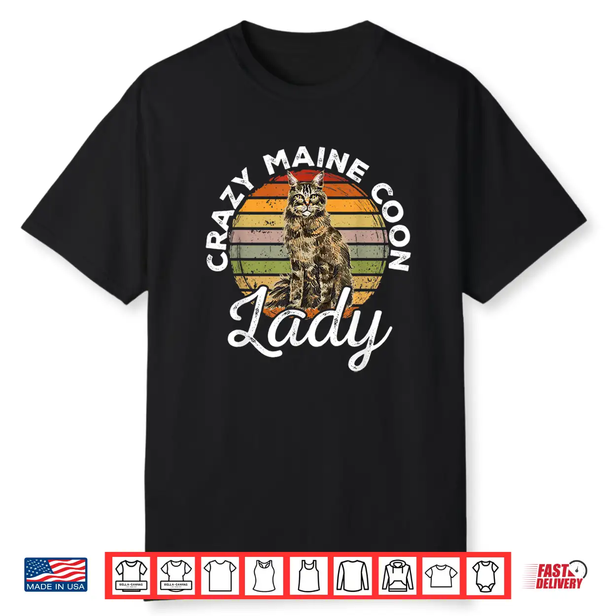 Maine Coon Cat Retro Vintage Crazy Maine Coon Lady Shirt