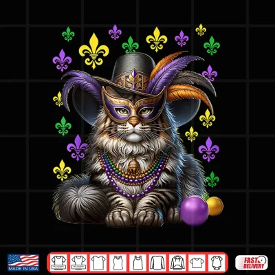Design Maine Coon Cat Mardi Gras Maine Coon Mardi Gras Shirt