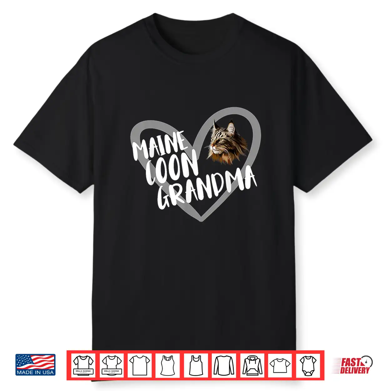 Maine Coon Grandma Heart Funny Maine Coon Cat Lover Shirt
