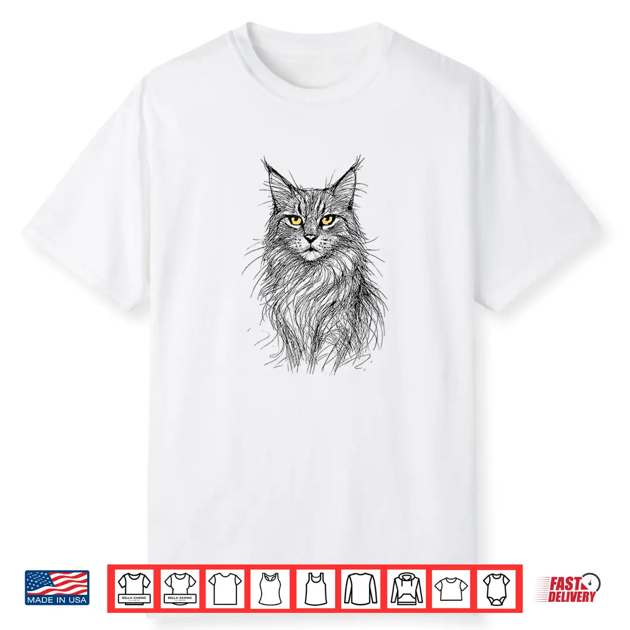 Majestic Maine Coon Cat Portrait Golden Eyes Shirt