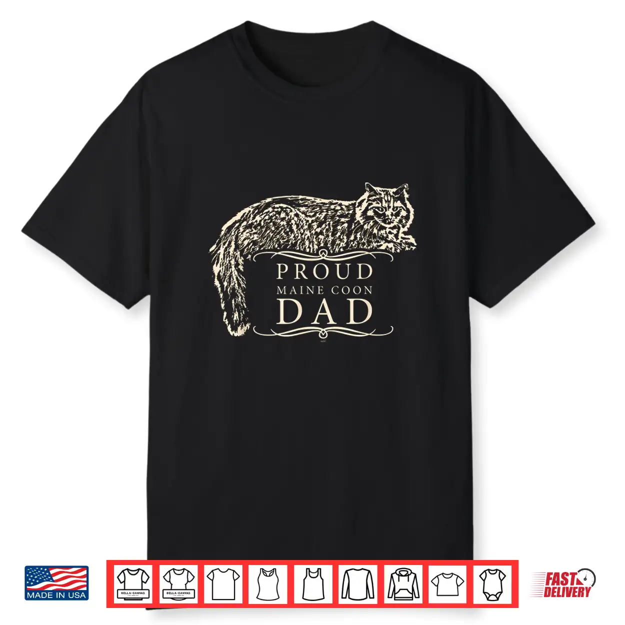 Mens Proud Maine Coon Cat Dad Gold Inspired Shirt