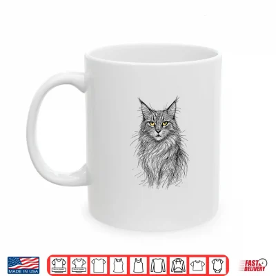 Mug Majestic Maine Coon Cat Portrait Golden Eyes Shirt