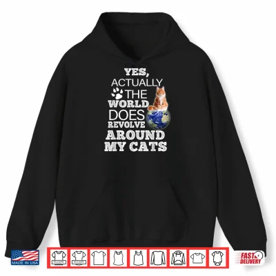 Hoodie Orange Maine Coon Cat The World Does Revolve Around My Cats Shirt