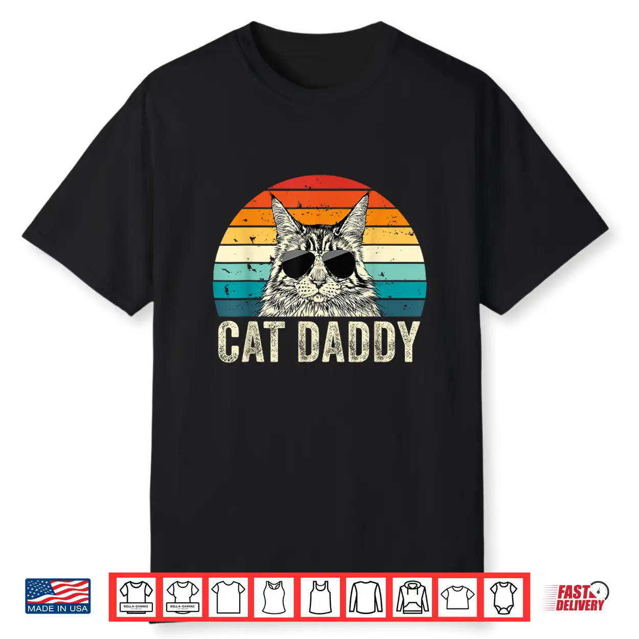 Retro Cat Daddy Vintage Distressed Maine Coon Cat Dad Shirt