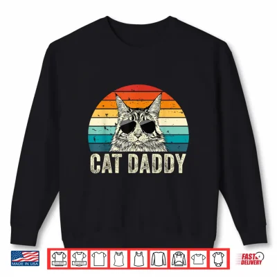 Sweatshirt Retro Cat Daddy Vintage Distressed Maine Coon Cat Dad Shirt