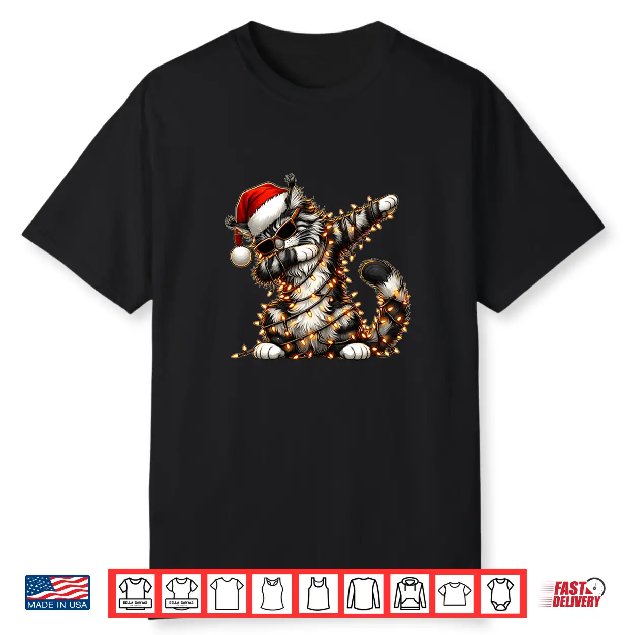 Dabbing Maine Coon Cat Sunglasses Cute Christmas Xmas Shirt