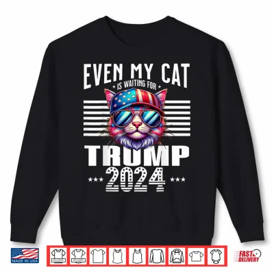 Sweatshirt Even My Cat Is Waiting For Trump 2024 Maine Coon Supporters Shirt
