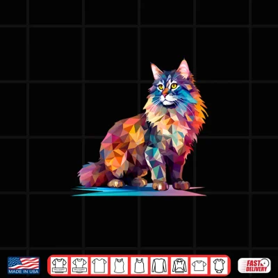 Design Cute Colorful Geometric Maine Coon Cat Shirt