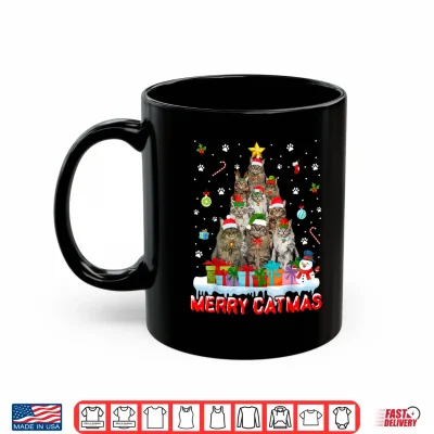 Mug Funny Maine Coon Cat Lovers Cute Holiday Christmas Tree Shirt