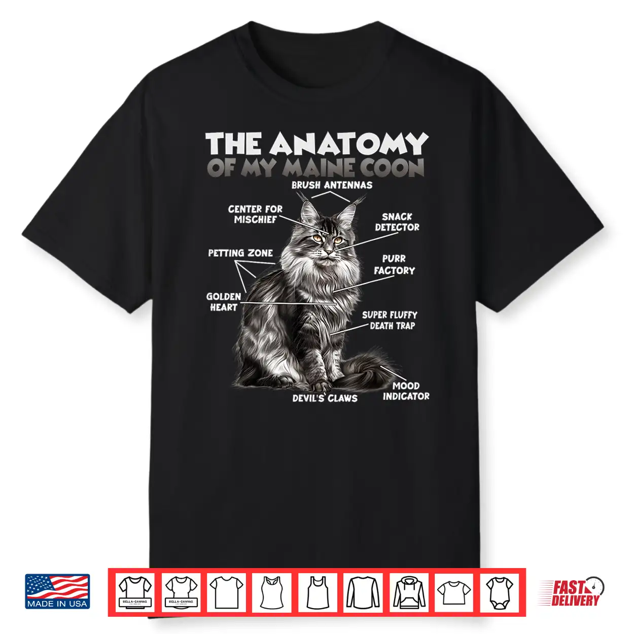 Maine Coon Anatomy   Cat Humor Saying   Gentle Giant Shirt