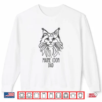 Sweatshirt Line Art Best Cat Dad Men Maine Coon Cat Shirt