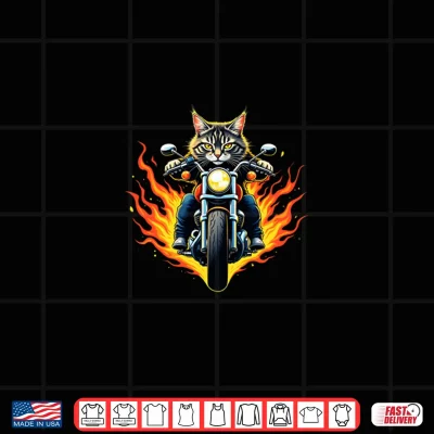 Design Maine Coon Cat Riding a Motorcycle Funny Maine Coon Cat Shirt