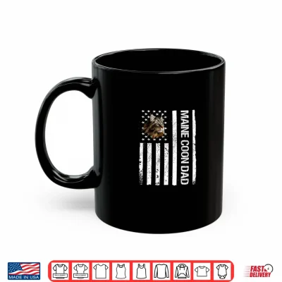 Mug Maine Coon Dad American USA Flag Funny Maine Coon Cat Dad Shirt