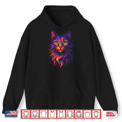 Hoodie Maine Coon Pop Art Cat Lovers Abstract Animal Shirt