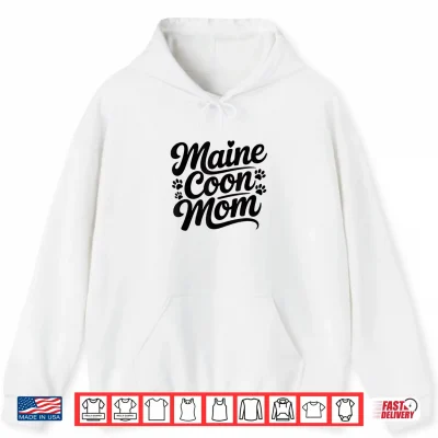 Hoodie Minimalist Maine Coon Cat Mom Design for Cats Lovers Shirt