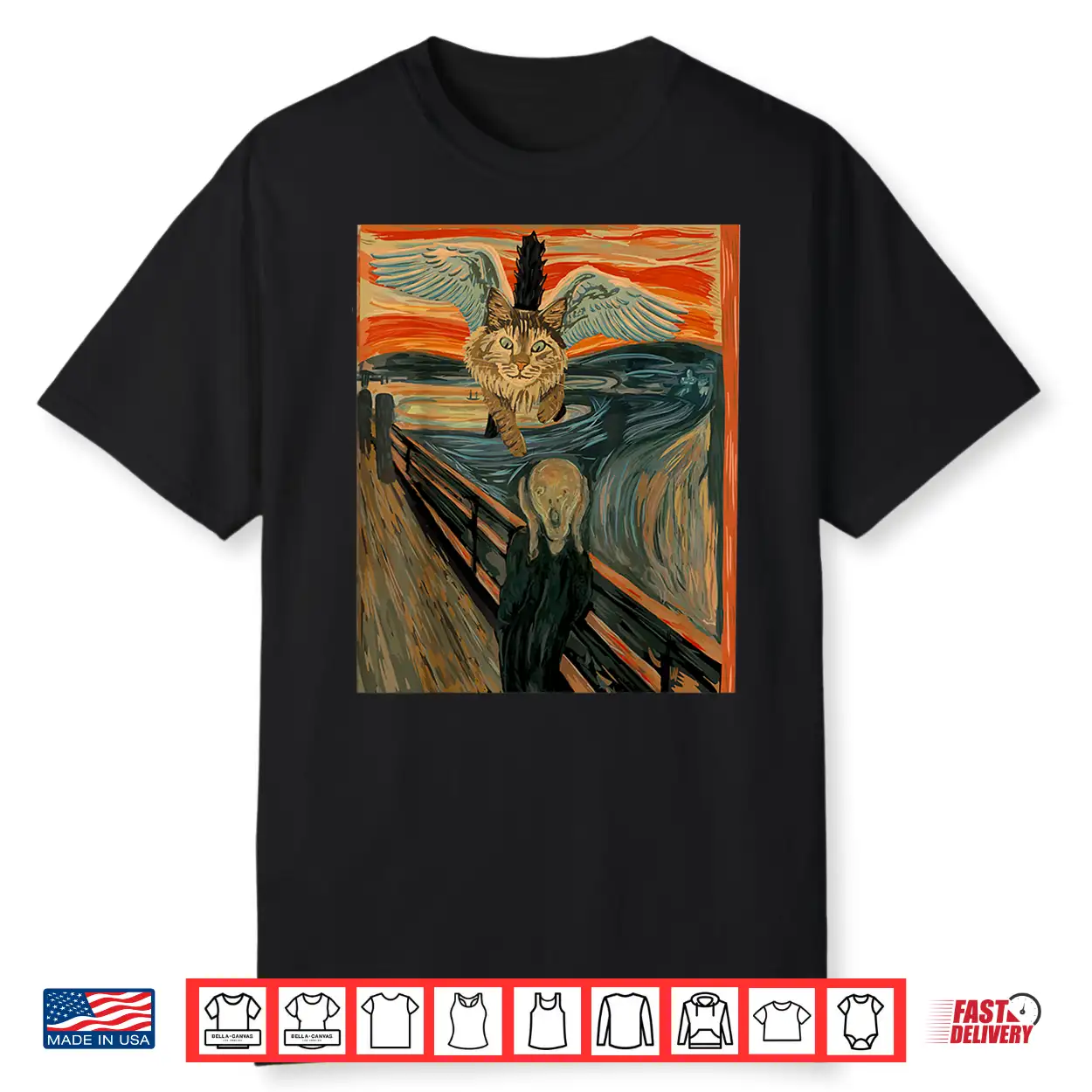 Funny Maine Coon Cat The Scream Flying Maine Coon Kitty Shirt