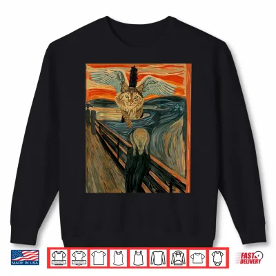 Sweatshirt Funny Maine Coon Cat The Scream Flying Maine Coon Kitty Shirt