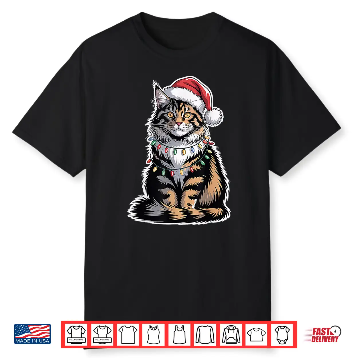 Maine Coon Cat Christmas Xmas Kitten Kitty Lover Men Women Shirt