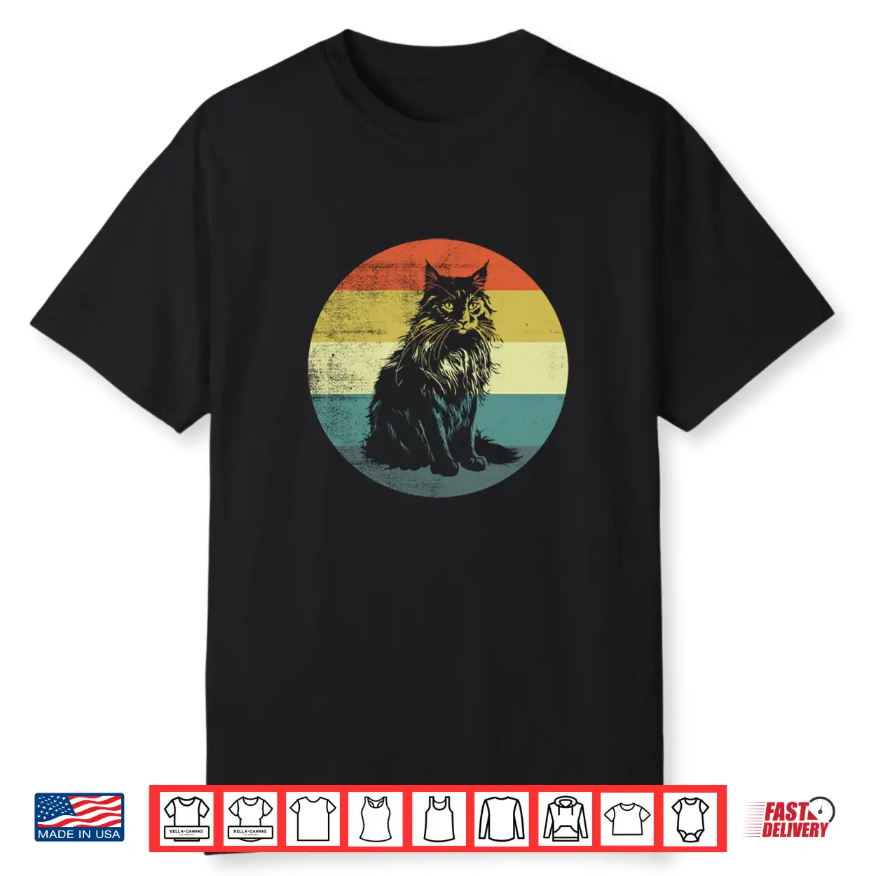 Maine Coon Cat Retro Design Shirt