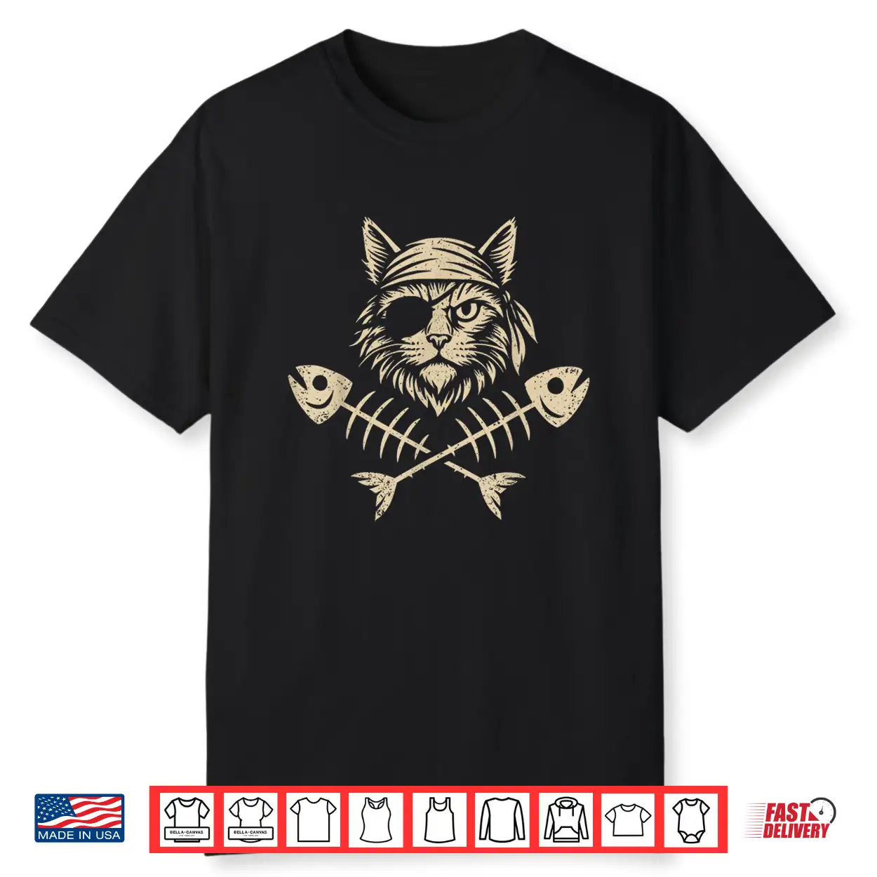 Vintage Pirate Maine Coon Cat Crossbones Halloween Shirt