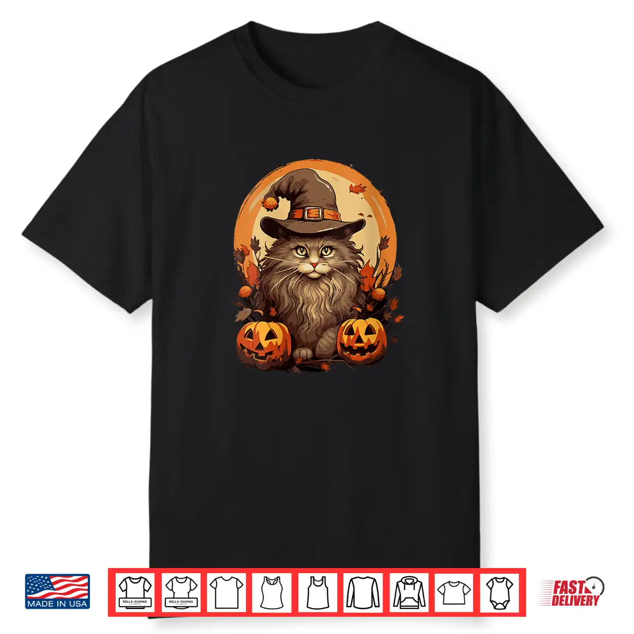 Womens Maine Coon Long Hair Cat Halloween Costume Magic Wizard Shirt
