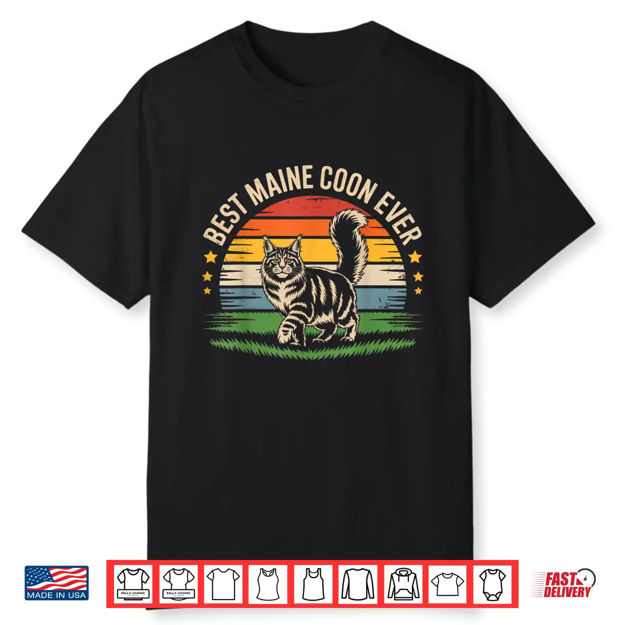 Best Maine Coon Cat Retro Pet Lover Gifts Tee Shirt