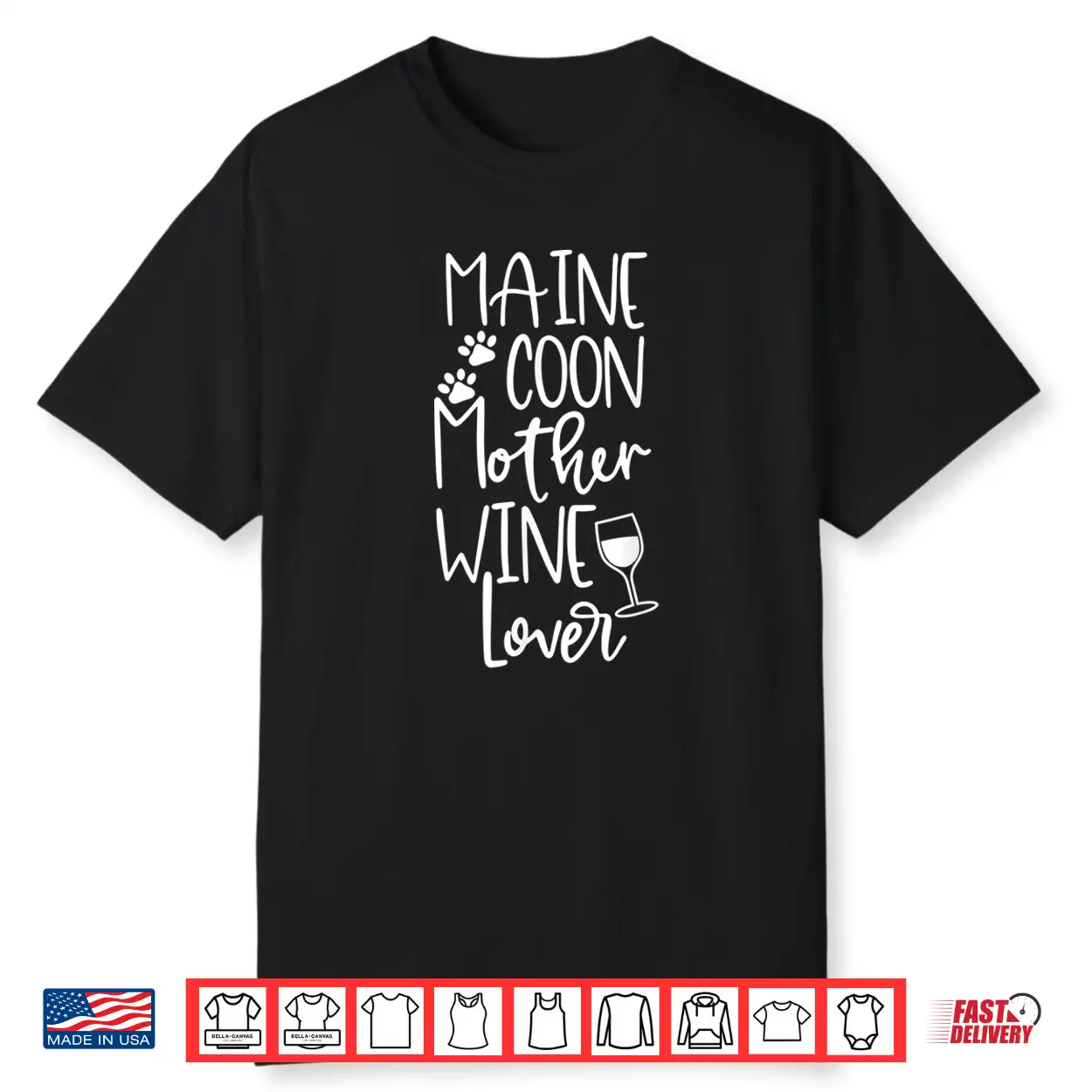 Maine Coon Mother Wine Lover Cat Mom Birthday Gift T Shirt