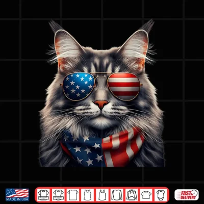 Design Maine Coon Cat 4th Of July Independence Day Owner American Shirt