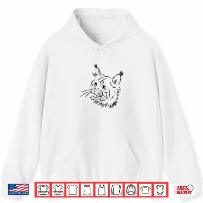 Hoodie Maine Coon Cat Sketch Illustration Shirt