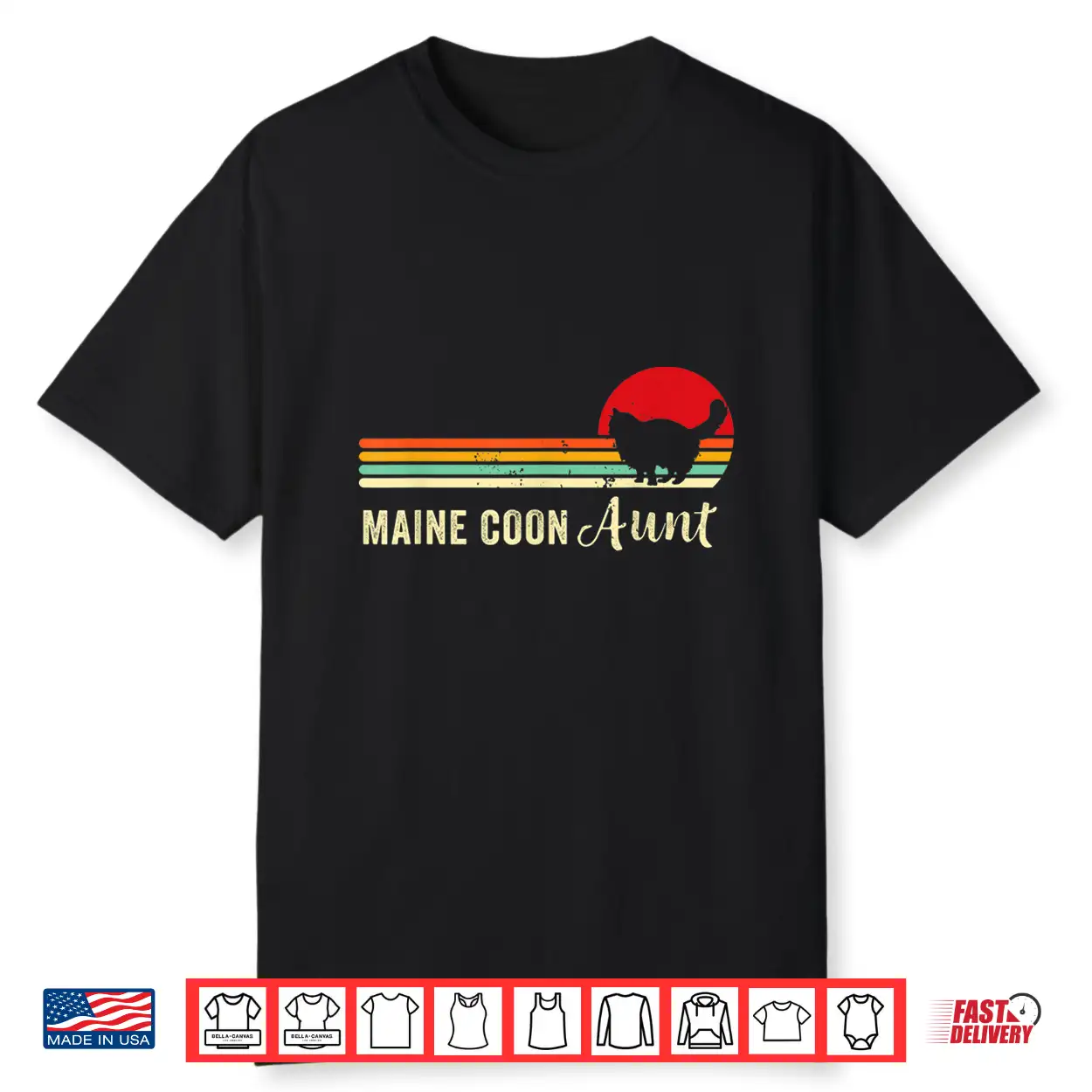 Retro Maine Coon Aunt Proud Cat Pet Owner Maine Coon Mom Shirt