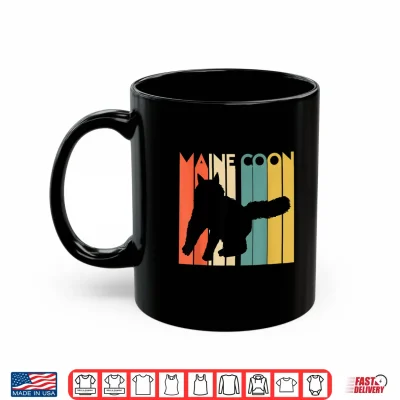 Mug Retro Maine Coon Cat Silhouette Cool Feline Cat Lover Gift Shirt