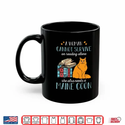 Mug Sche Also Needs A Maine Coon Cat Reading Cat Lover Shirt