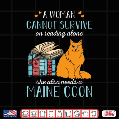 Design Sche Also Needs A Maine Coon Cat Reading Cat Lover Shirt